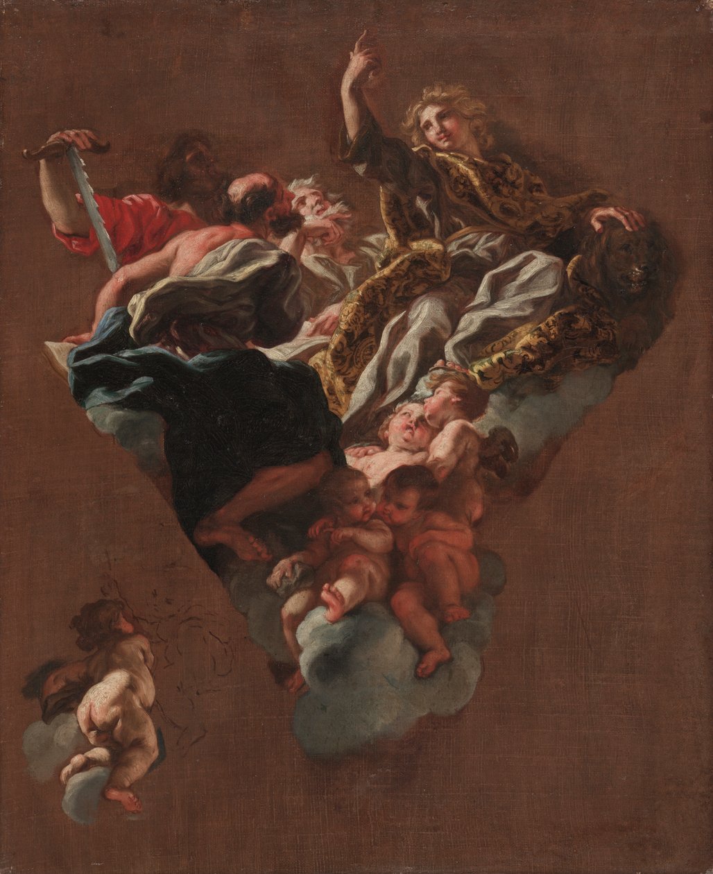 Esboço para "Os Quatro Profetas de Israel" (para Il Gesù, Roma), c.1675-77 (óleo sobre tela) de Giovanni Battista (1639 1709) Gaulli