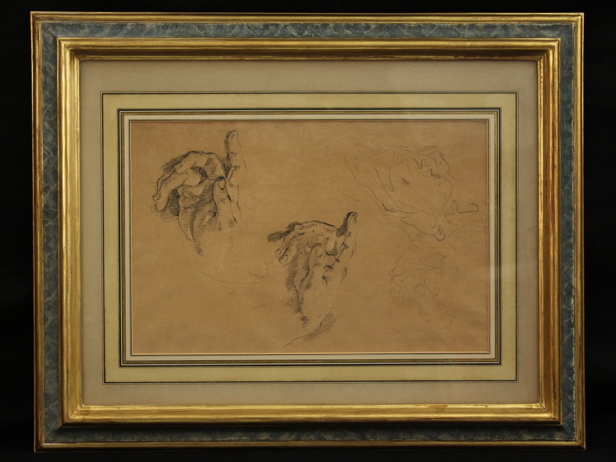Estudo das mãos (lápis) de Giovanni Battista Tiepolo