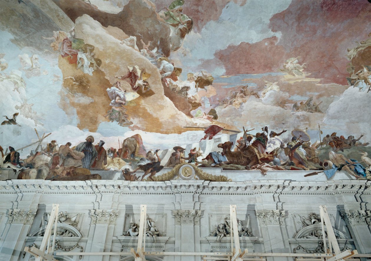África, pormenor do fresco do teto ... (fresco) de Giovanni Battista (1696 1770) Tiepolo