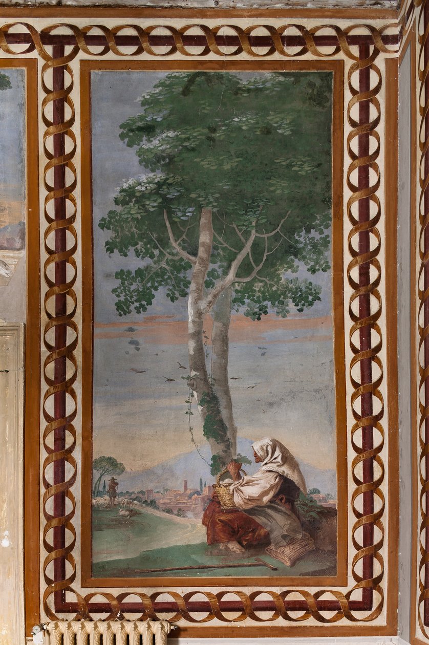 Alojamento dos hóspedes, Sala das Cenas Rurais: "Paisagem com um camponês sentado" de Giovanni Battista Tiepolo