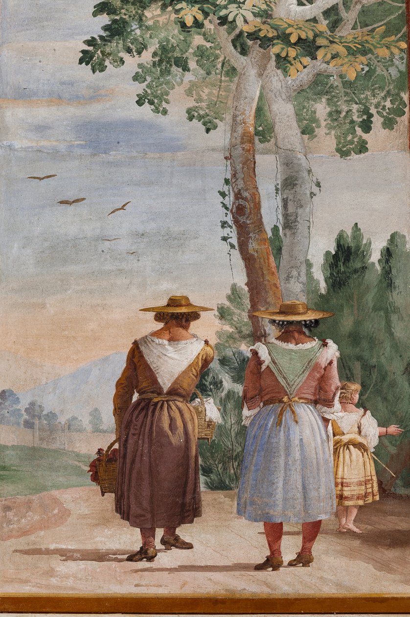 Alojamentos para Hóspedes, Sala das Cenas Rurais: "Paisagem com camponeses", detalhe de Giovanni Battista Tiepolo