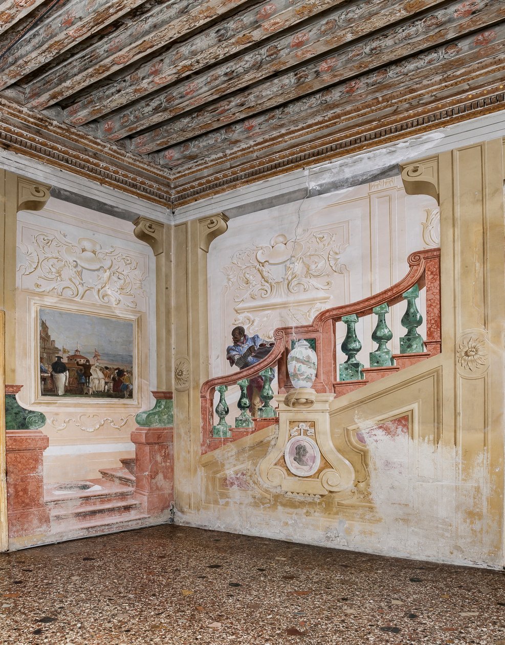 Alojamentos para Hóspedes, Sala das Cenas do Carnaval: "Servo Mouro em Escadaria Falsa" de Giovanni Battista Tiepolo