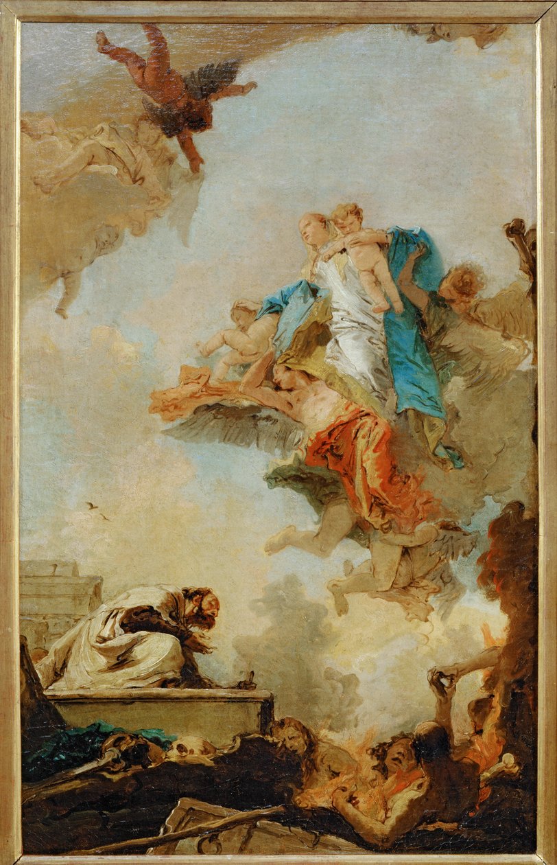 A Virgem do Carmo que aparece a São Simeão Stock ... de Giovanni Battista (1696 1770) Tiepolo