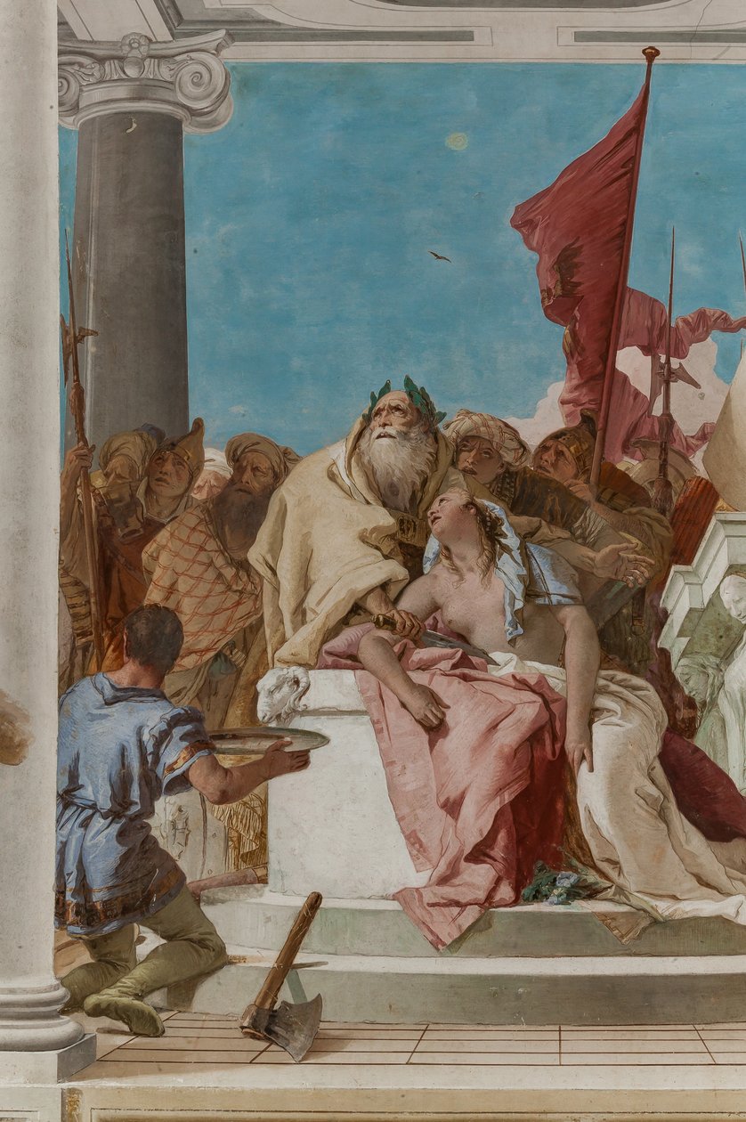 Palazzina (Pequeno Edifício), o hall de entrada: "O Sacrifício da Afigenia", detalhe de Giovanni Battista Tiepolo