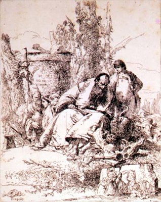 Feiticeiro Examinador de Crânios (gravura) de Giovanni Battista Tiepolo