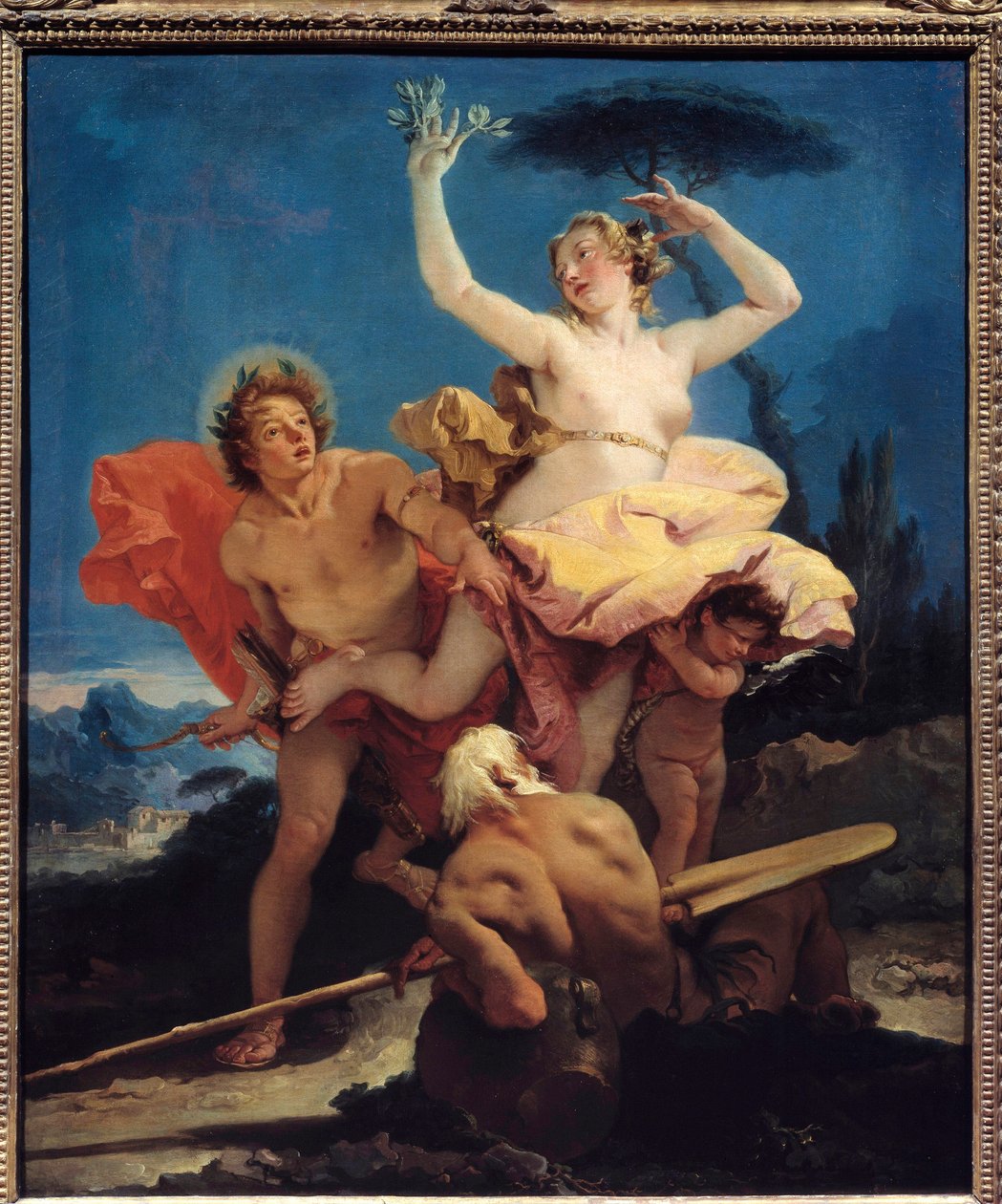 Apollo e Daphne Pintura de Giovanni Tiepolo (1696-1770) Sol do século XVIII. 0,96x0,79 m de Giovanni Battista Tiepolo
