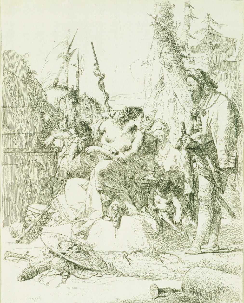 Capriccio de Giambattista Tiepolo (1696-1770), gravura de Giovanni Battista Tiepolo