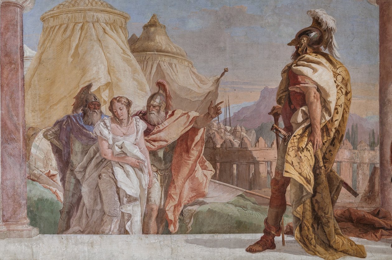 Eurybates e Talthybius levando Briseis a Agamémnon (detalhe) de Giovanni Battista Tiepolo