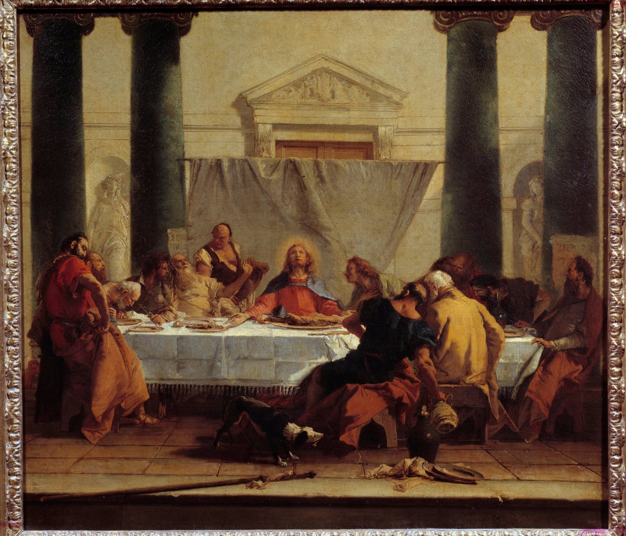 Pintura La cene de Giovanni Tiepolo (1696-1770) 1745-1750 Sol. 0,8x0,89 m de Giovanni Battista Tiepolo