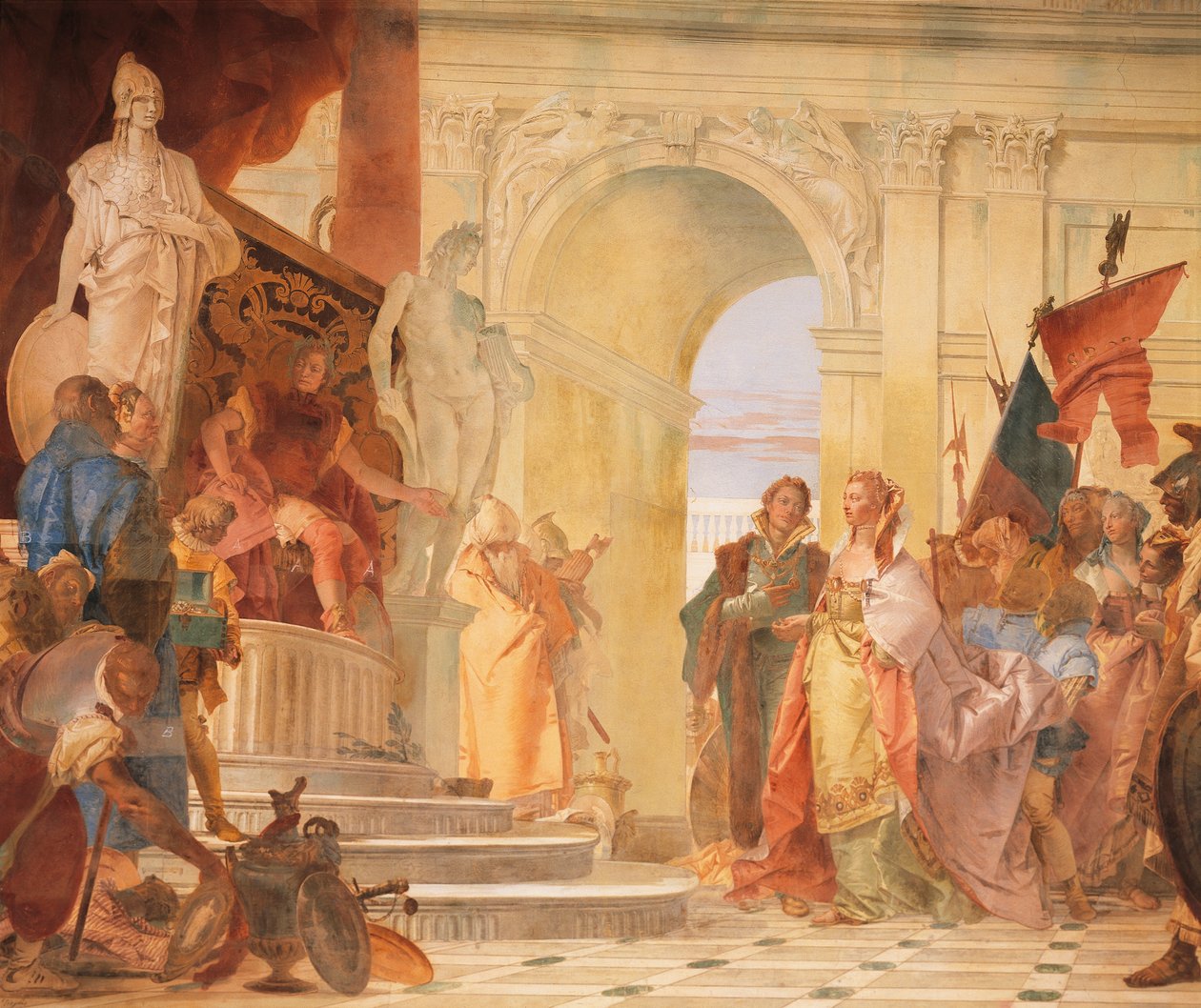 Magnanimidade de Scipio, detalhe de Glórias de Scipio Africanus e Alexandre o Grande de Giovanni Battista Tiepolo