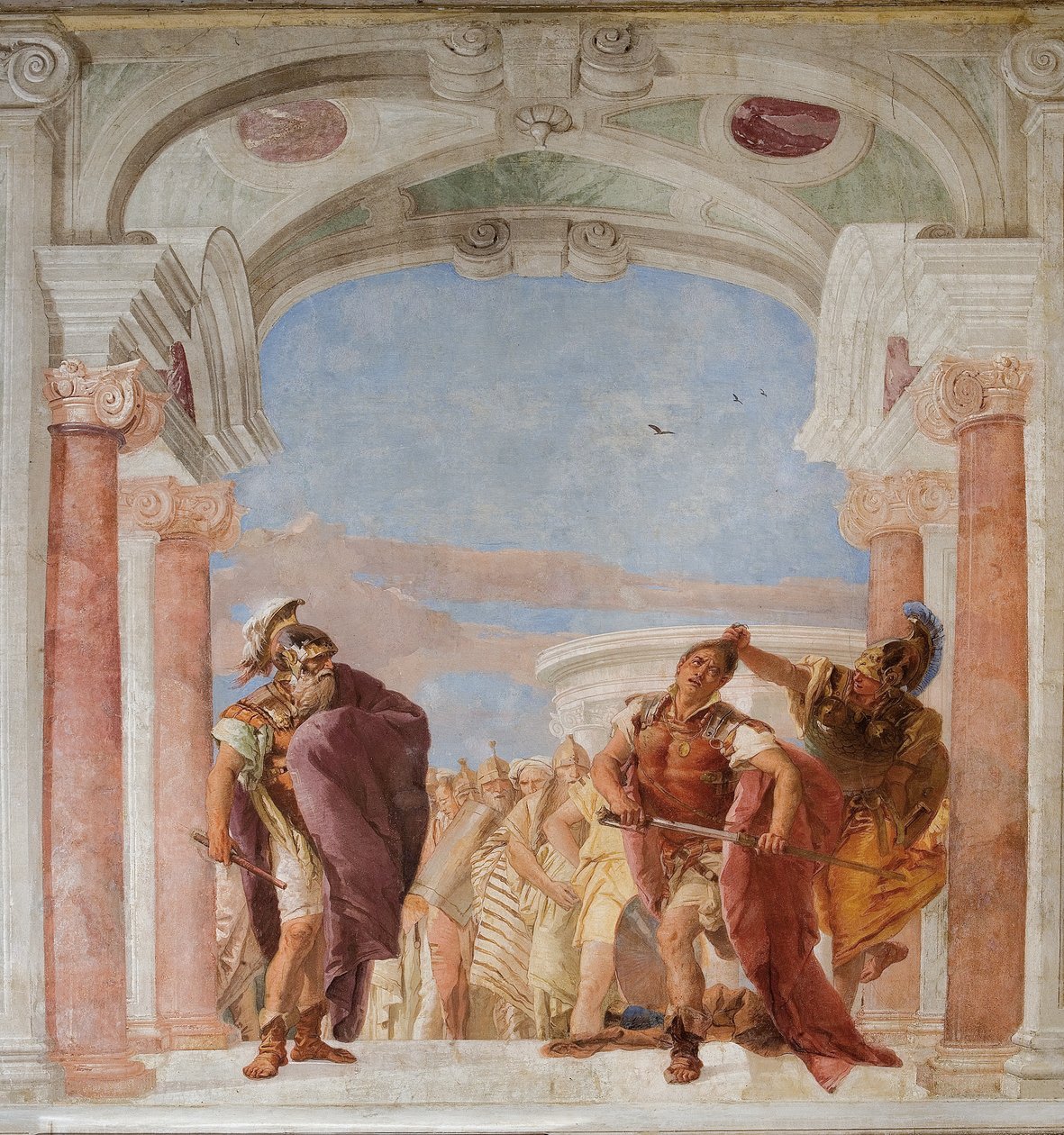 Minerva Restraining Achilles de Killing Agamemnon, da Sala da Ilíada na Palazzina de Giovanni Battista Tiepolo