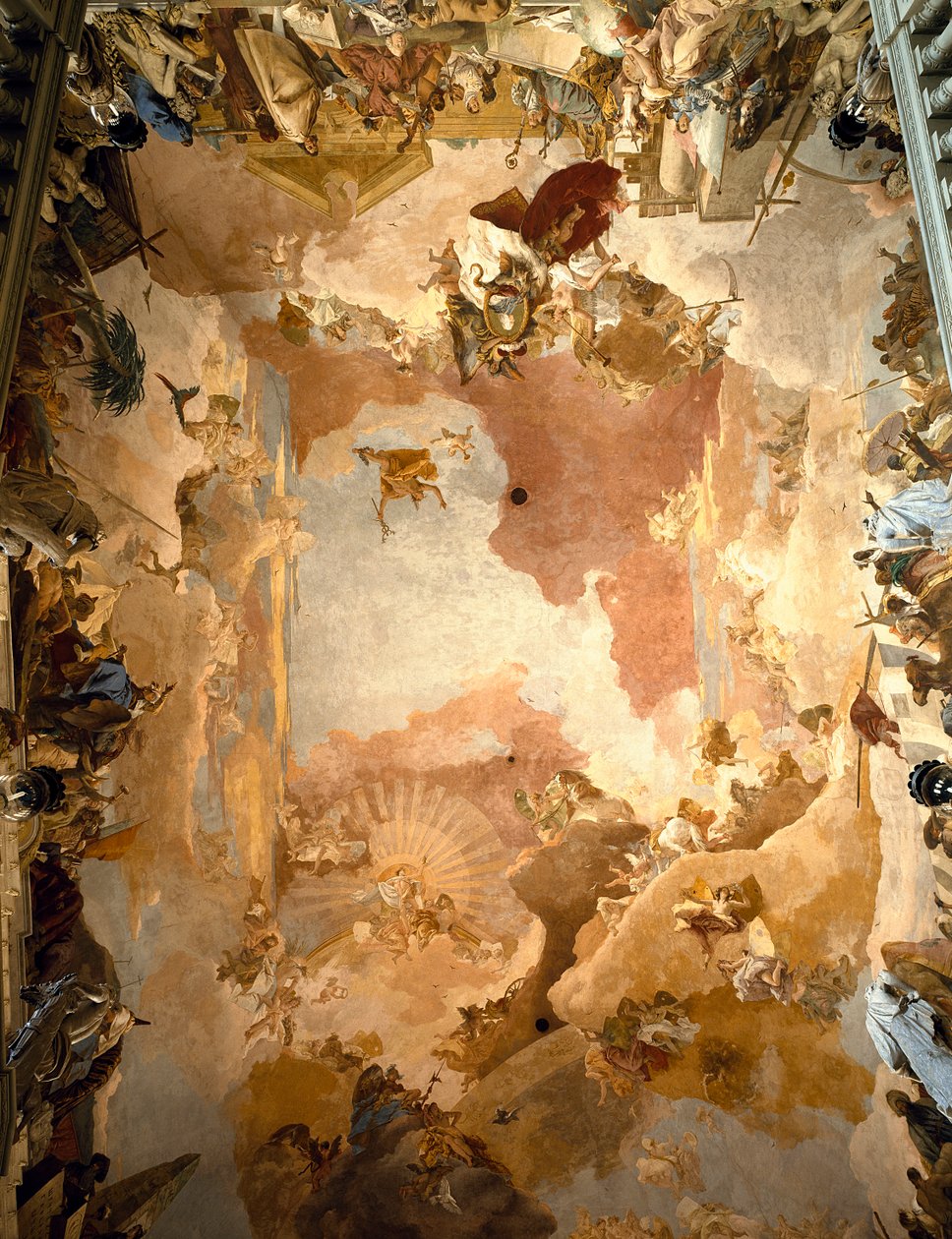 O triunfo do Príncipe-Bispo Carl-Friedrich von Greuiffenklau rodeado por quatro continentes de Giovanni Battista Tiepolo