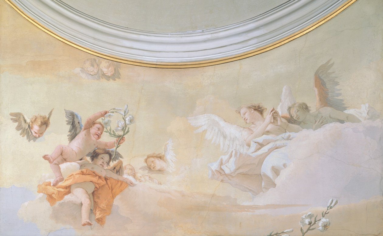A Assunção, de Giambattista Tiepolo (1696-1770), afresco, Detalhe, Oratório da Pureza, Udine de Giovanni Battista Tiepolo