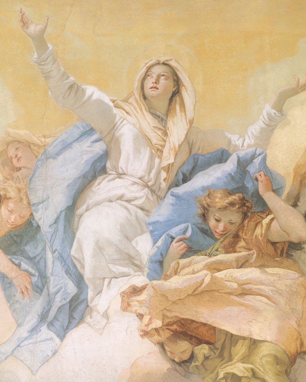A Assunção de Maria, de Giambattista Tiepolo (1696-1770), fresco, detalhe, Oratório da Pureza, Udine, Itália de Giovanni Battista Tiepolo