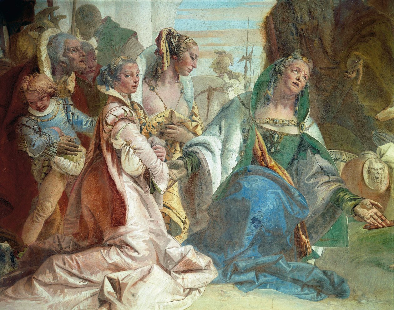A família do Codoman Darius III, detalhe de Glórias de Scipio Africanus e Alexandre o Grande de Giovanni Battista Tiepolo