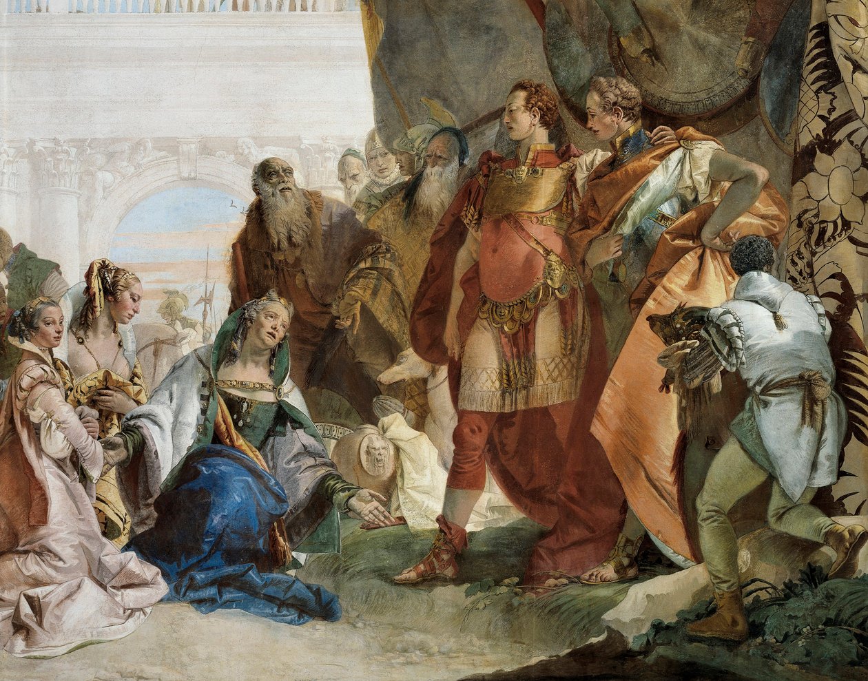 A família do Codoman Darius III, detalhe de Glórias de Scipio Africanus e Alexandre o Grande de Giovanni Battista Tiepolo