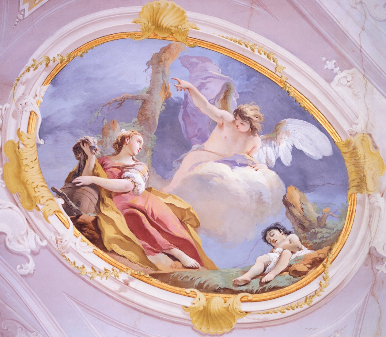 O anjo conforta Hagar no deserto, de Giovanni Battista Tiepolo (1696-1770), afresco, Palácio Patriarcal, Guest Hall, Udine de Giovanni Battista Tiepolo