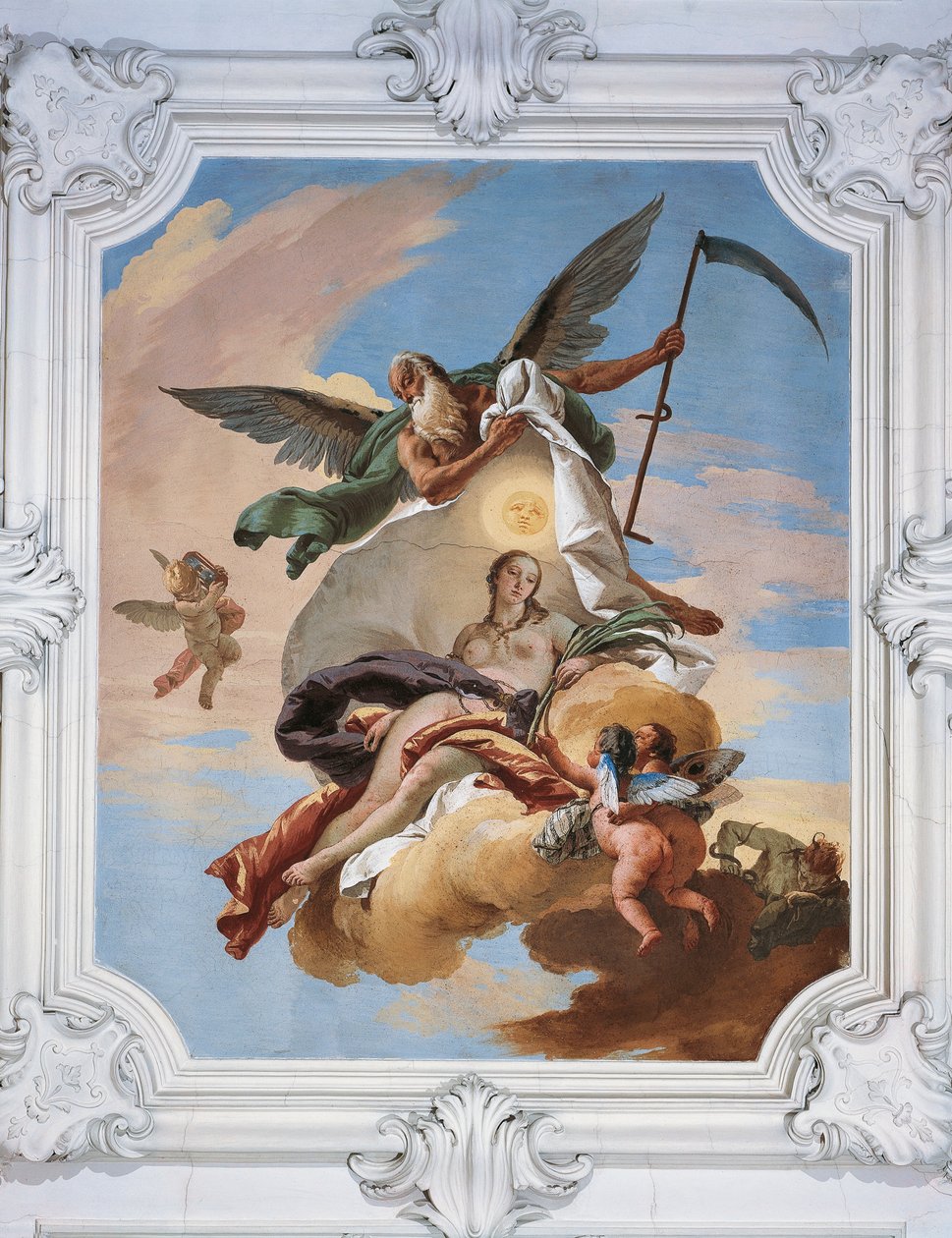 O tempo caçando a inveja e descobrindo a verdade, por Giovanni Battista Tiepolo (1696-1770), fresco, Villa Loschi-Zileri, Biron, Monteviale, Itália de Giovanni Battista Tiepolo