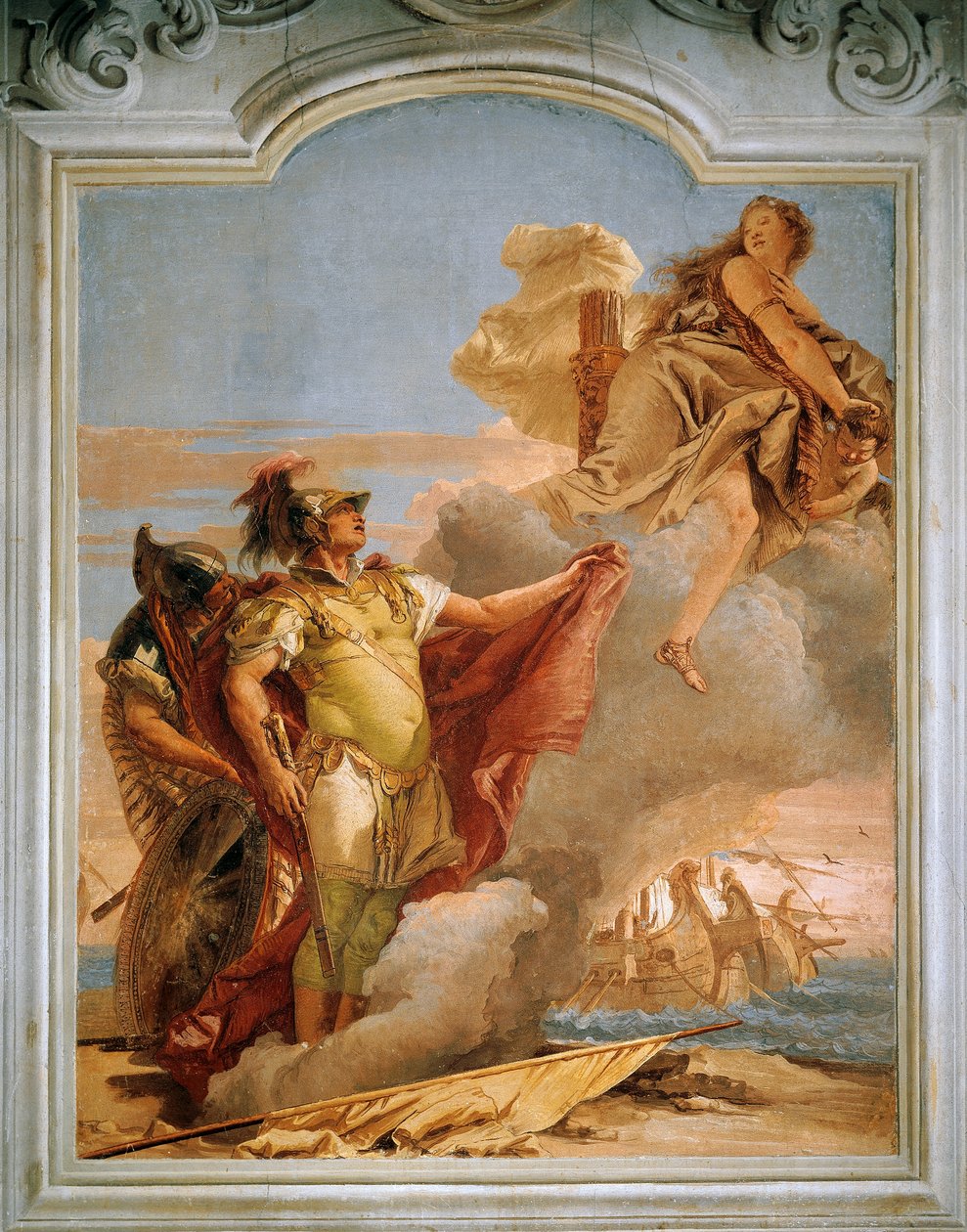 Vênus despedindo-se de Enéas, de Giambattista Tiepolo (1696-1770), afresco, Sala do Eneida, Villa Valmarana 