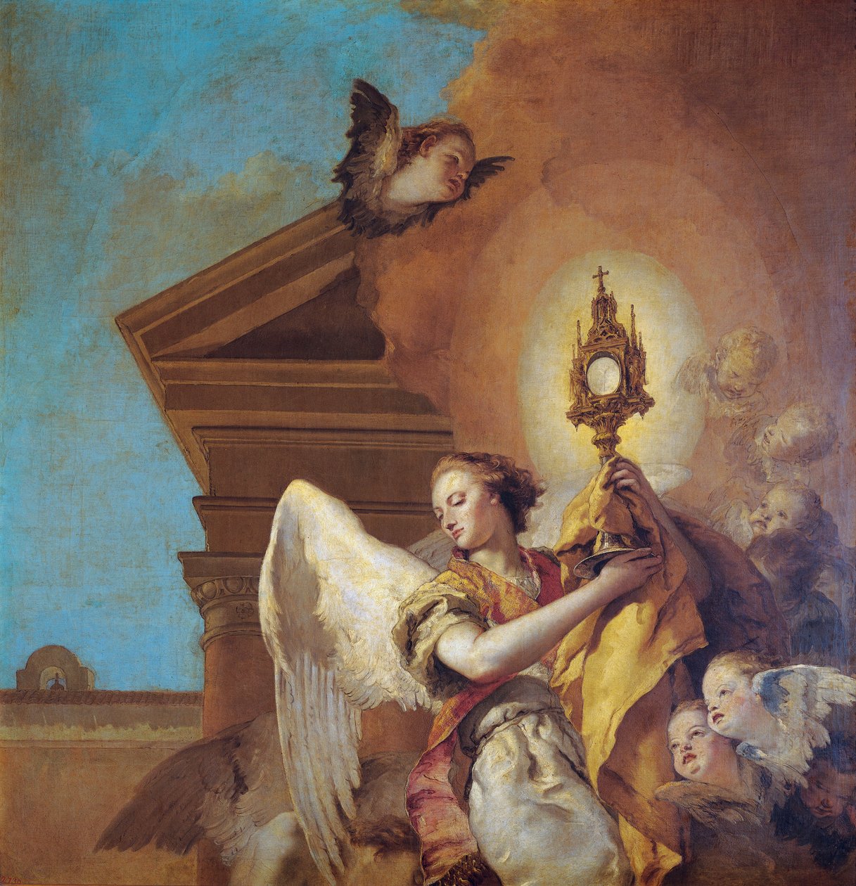 Visão de São Pascual Bailón, detalhe do Anjo portador da Eucaristia de Giovanni Battista Tiepolo