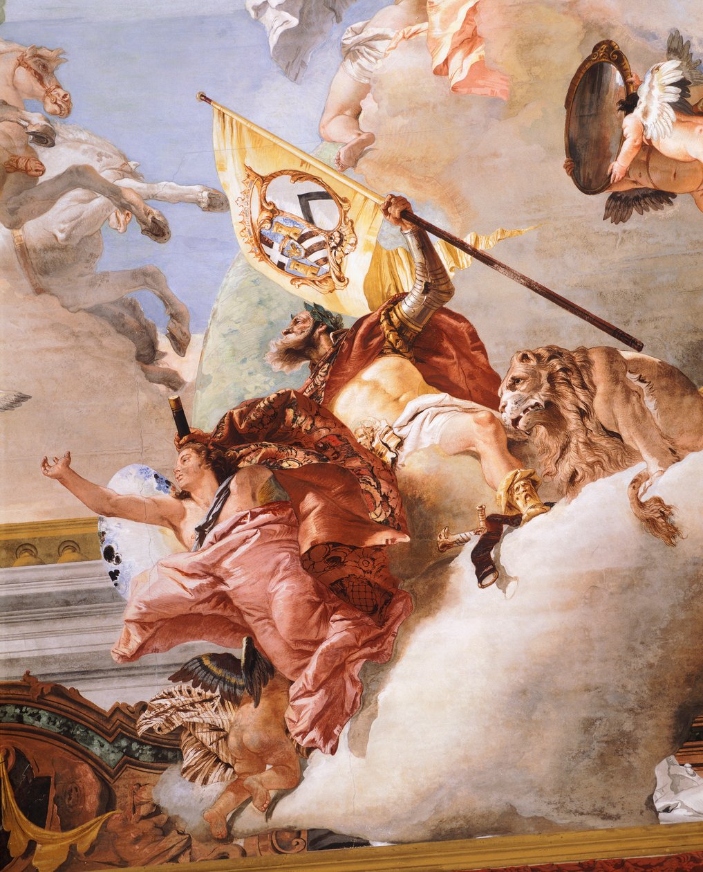 Alegoria de Casamento, de Giambattista Tiepolo (1696-1770), afresco, detalhe, Tecto da Sala da Alegoria Nupcial, Ca