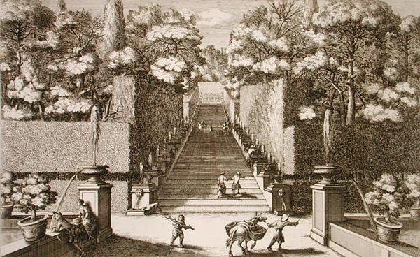 A grande escadaria da Villa d