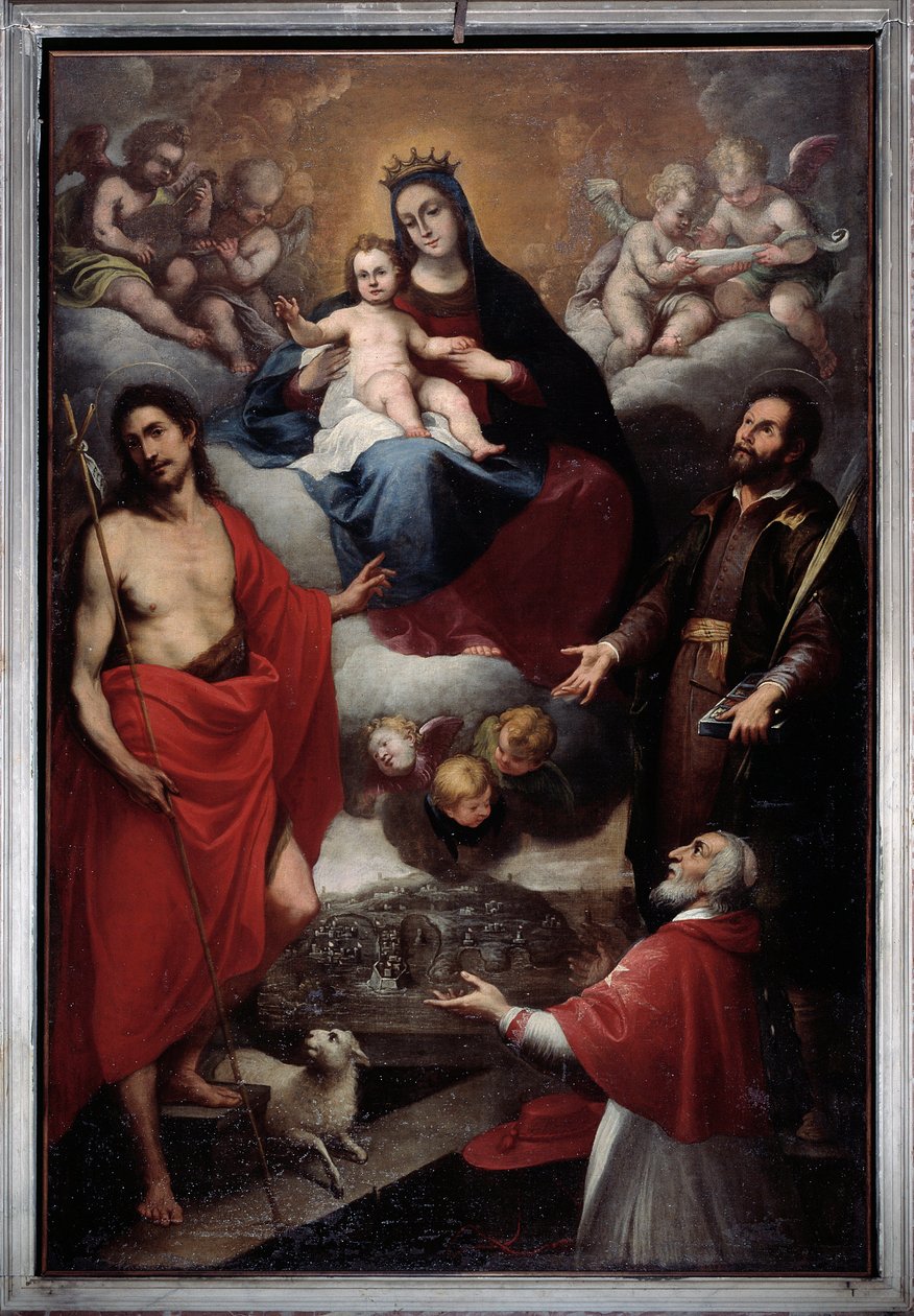 Virgem com São João Baptista e São Lourenço (óleo sobre tela de Giovanni Battista Baiardo