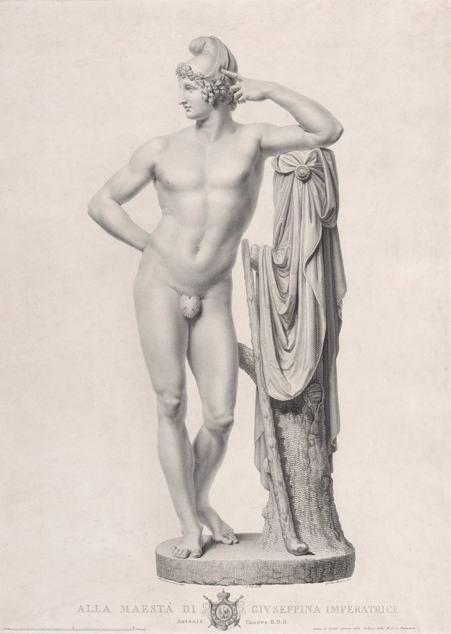 Paris encostada em um toco de árvore, 1817. de Giovanni Battista Balestra