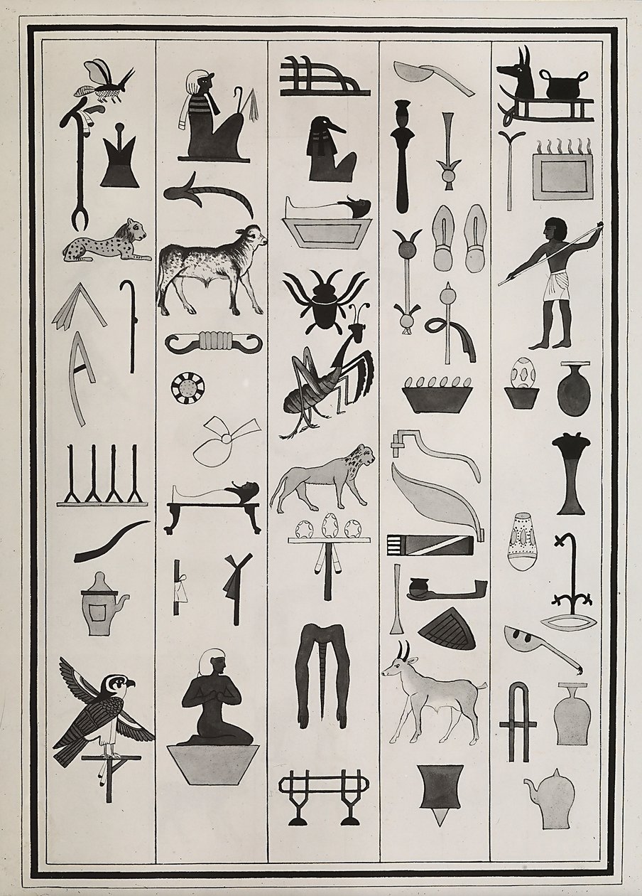 Desenhos das decorações de dentro do túmulo do faraó Psamético I, reproduzidos em 1817 por Giovanni Battista Belzoni, alojados no Museu Britânico, Londres de Giovanni Battista Belzoni