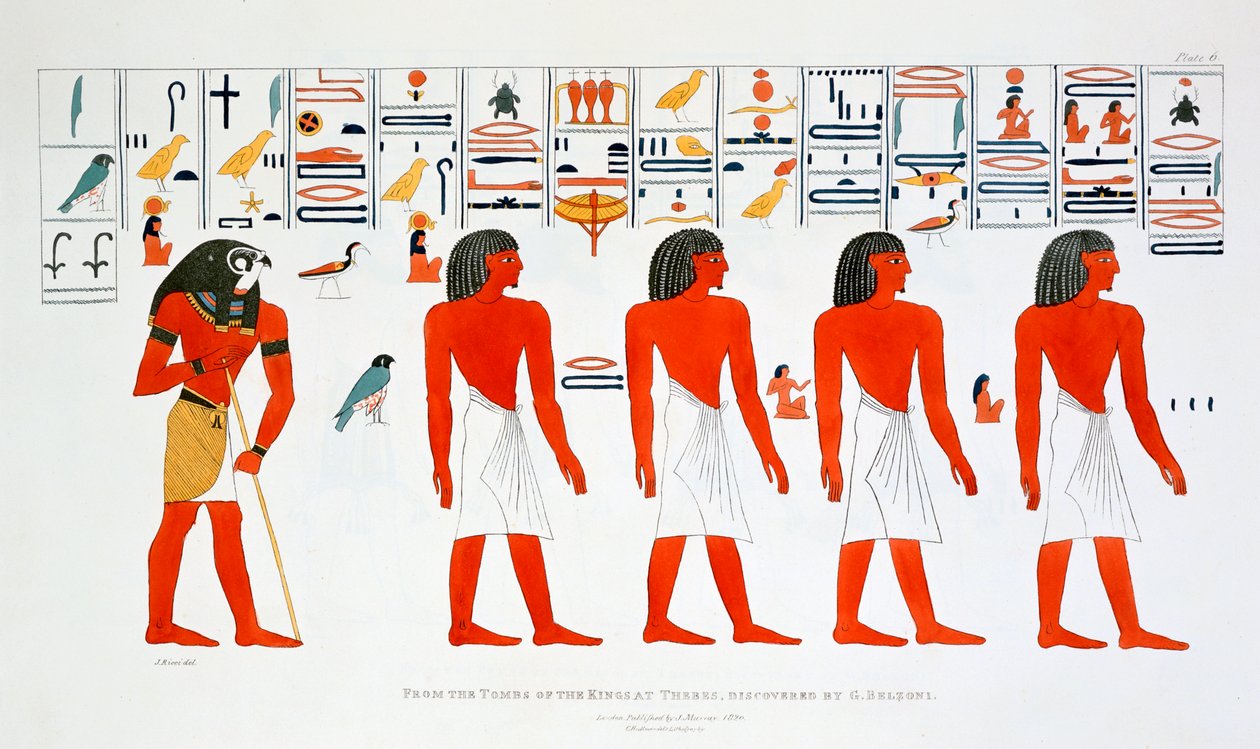 Mural dos túmulos dos reis em Tebas, 1820 de Giovanni Battista Belzoni
