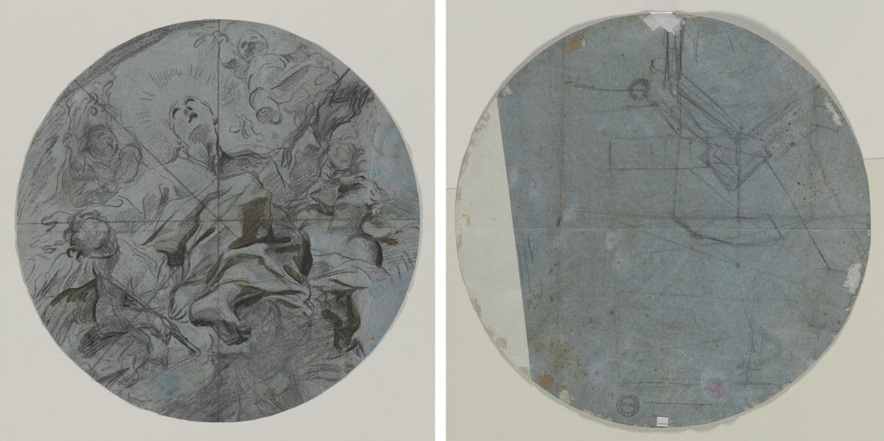 Apoteose de um Santo (reto); Esboço Arquitetônico (?) (verso) de Giovanni Battista Benaschi