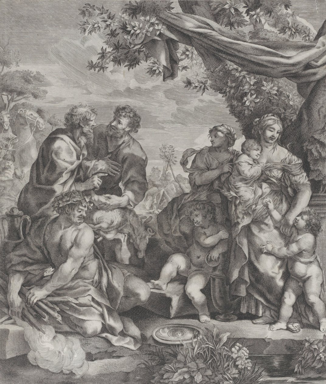 Cena alegórica com um cordeiro sacrificial, 1640-70. de Giovanni Battista Bonacina