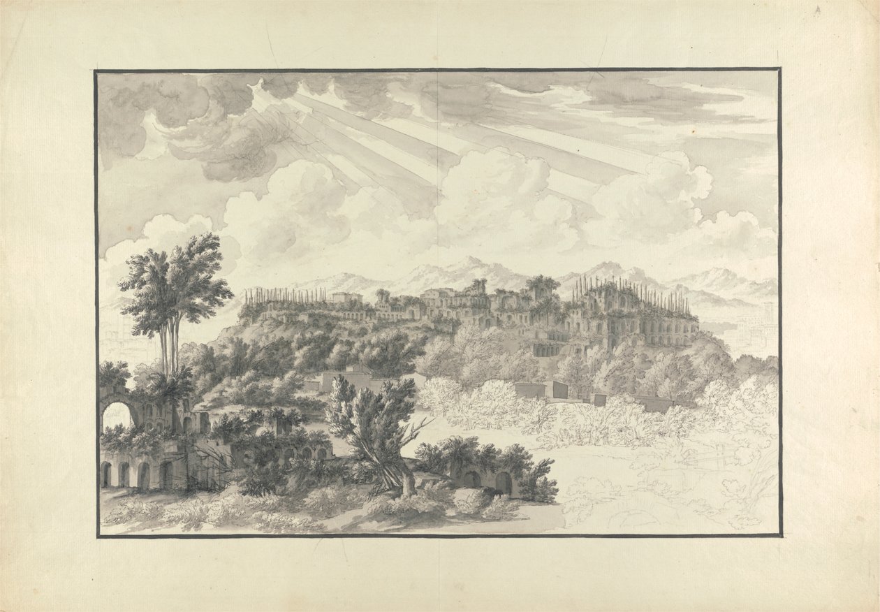 Vista inacabada do Palatino em Roma de Giovanni Battista Borra