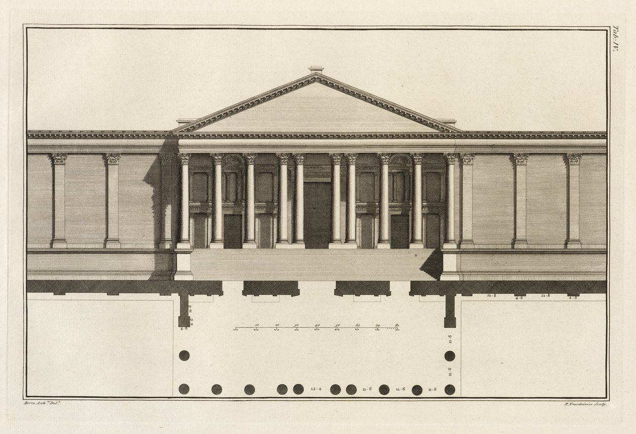 Postura da Grande Entrada da Corte do Templo, 1753 de Giovanni Battista Borra