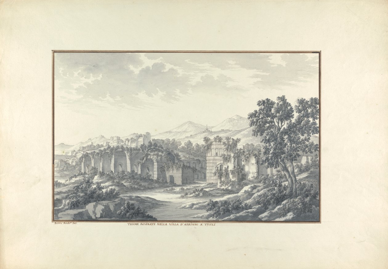 Vista dos Banhos em Ruínas na Vila de Hadrian no Tivoli de Giovanni Battista Borra
