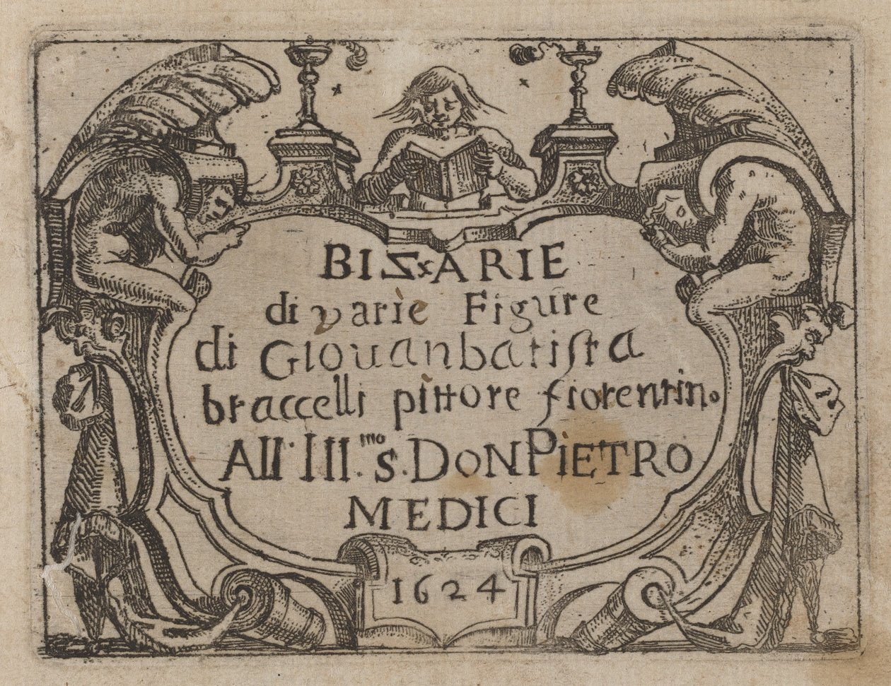 Página de título para "Gonzo de várias figuras" de Giovanni Battista Bracelli