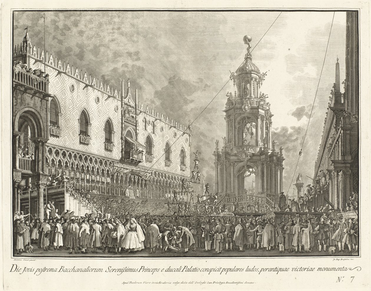 O Doge participa do festival da quinta-feira gorda na Piazzetta, 17631766. de Giovanni Battista Brostoloni