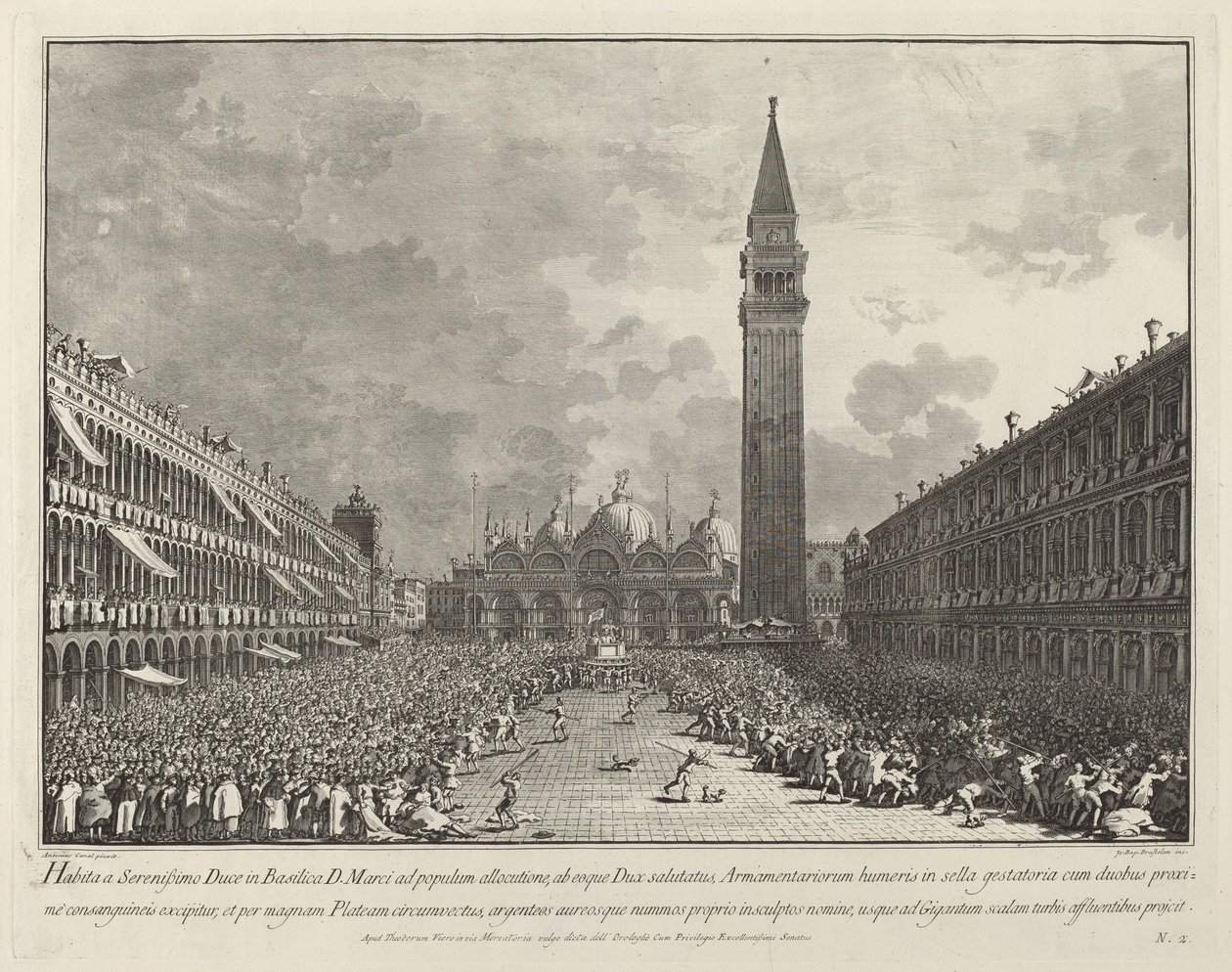 O Doge transportado pela Piazza San Marco, 17631766. de Giovanni Battista Brostoloni