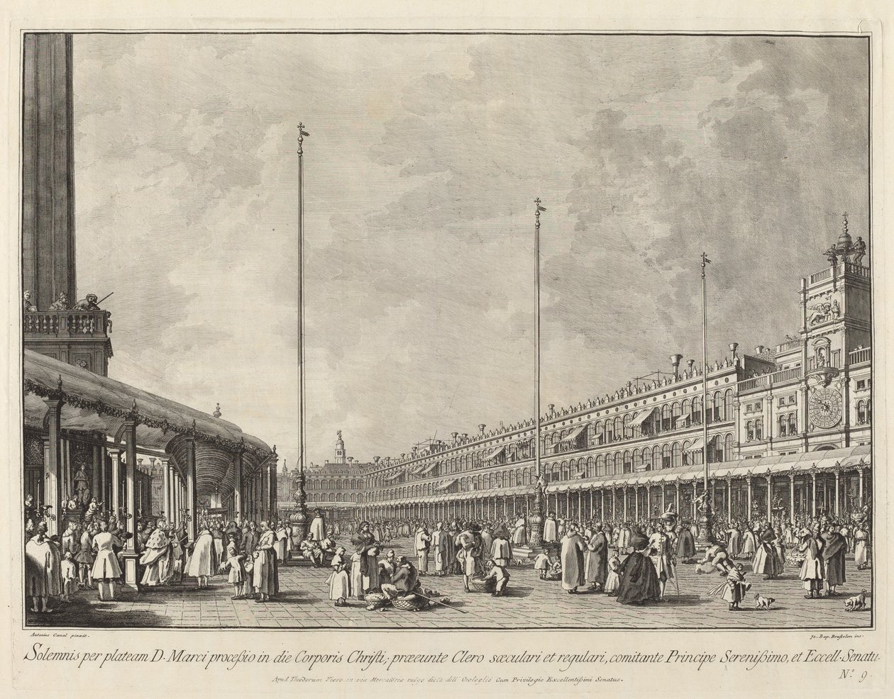 Procissão no dia de Corpus Christi na Piazza San Marco de Giovanni Battista Brustolon after Canaletto