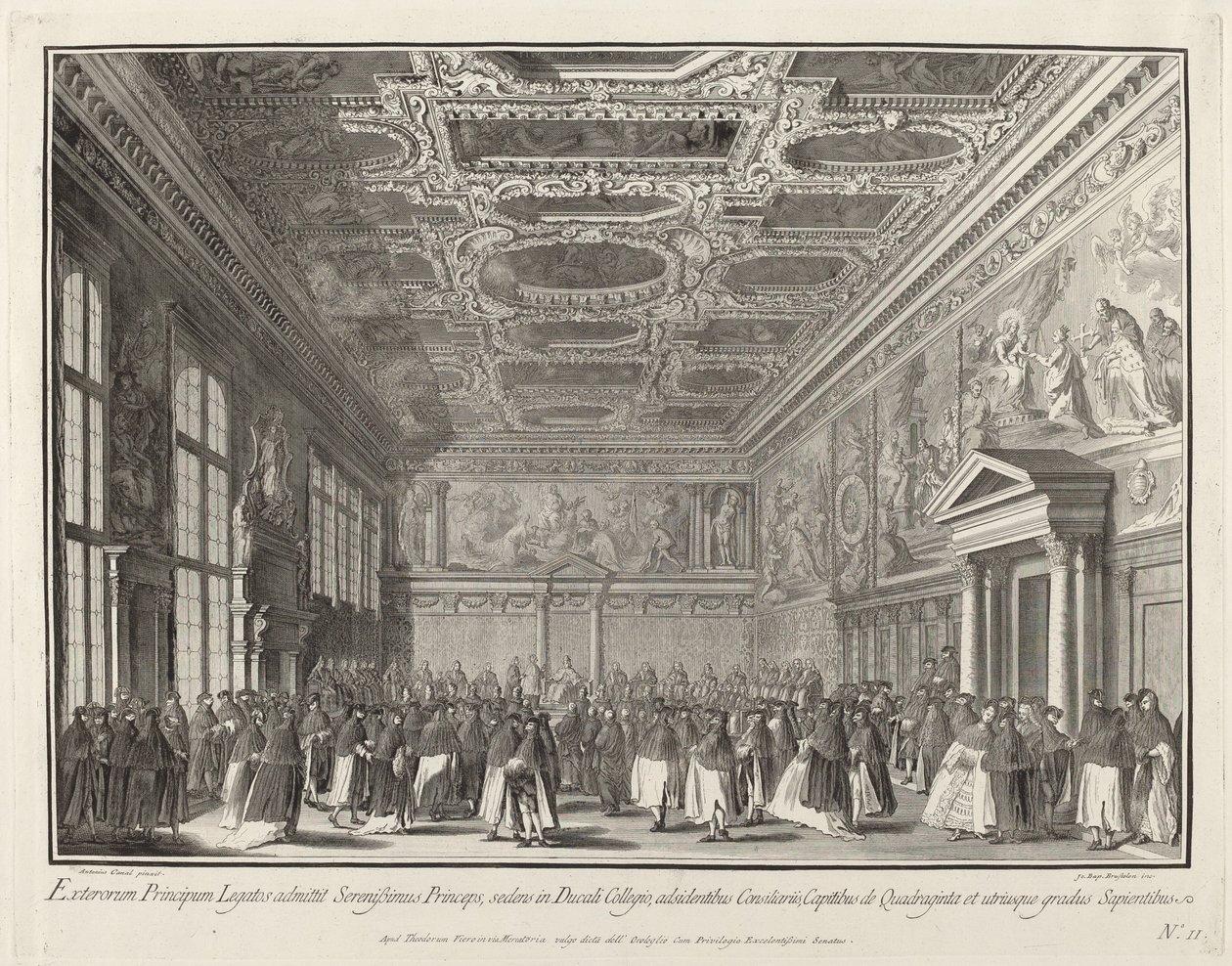 Recepção pelo Doge dos Embaixadores Estrangeiros na Sala del Collegio de Giovanni Battista Brustolon after Canaletto