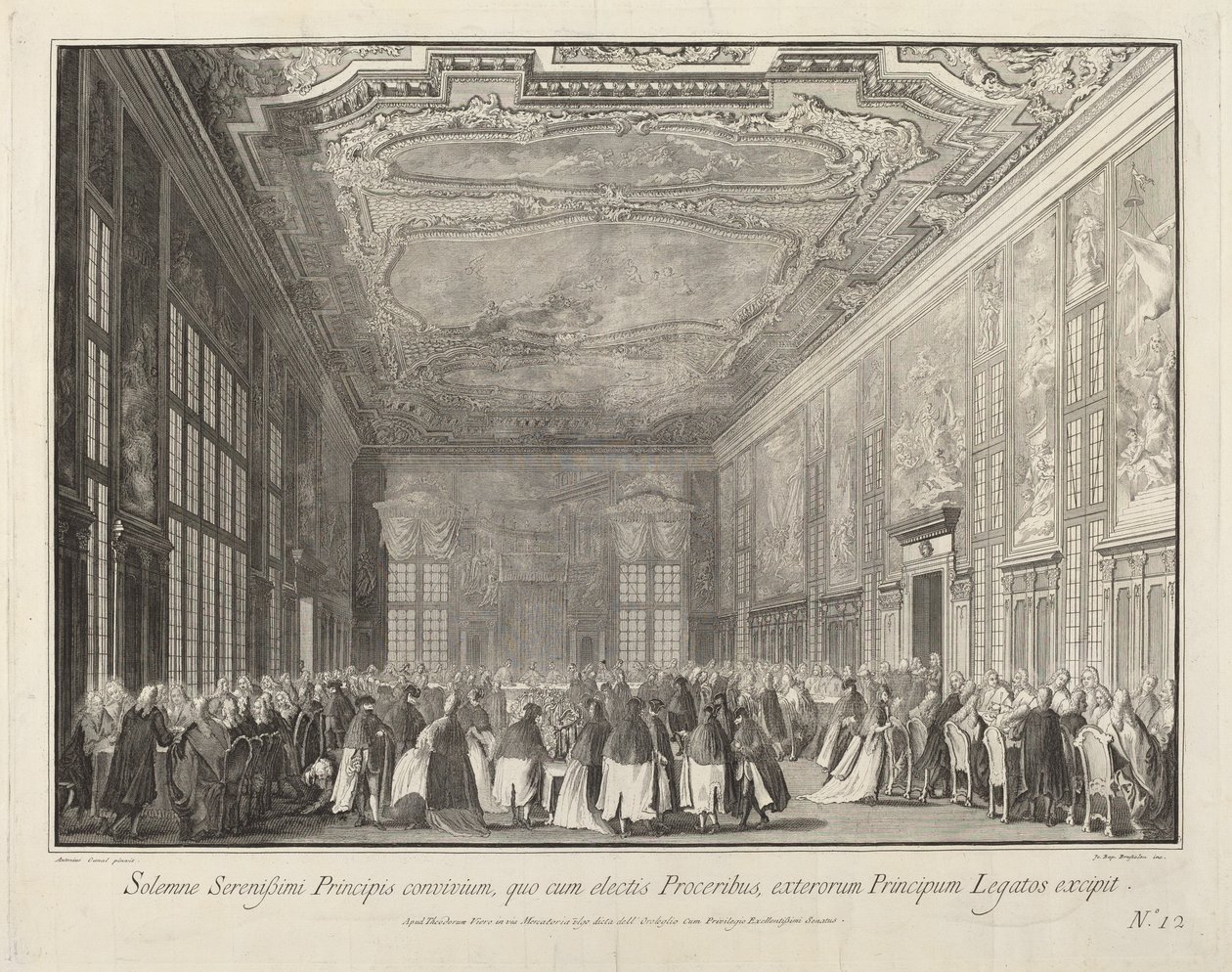 O Doge entretém embaixadores estrangeiros em um banquete de Giovanni Battista Brustolon after Canaletto