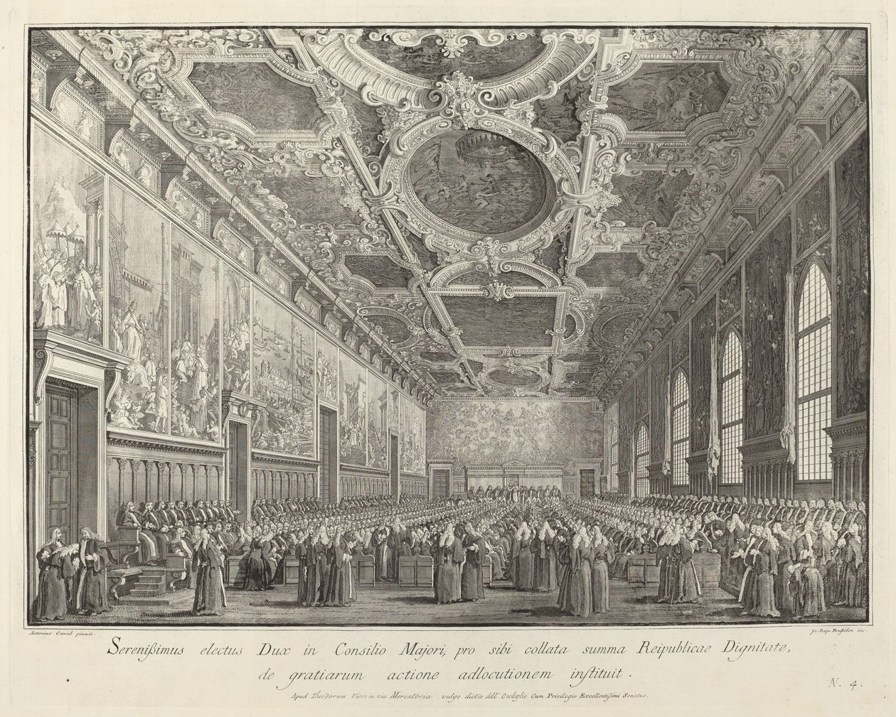 O Doge agradece na Sala del Consiglio Maggior de Giovanni Battista Brustolon after Canaletto
