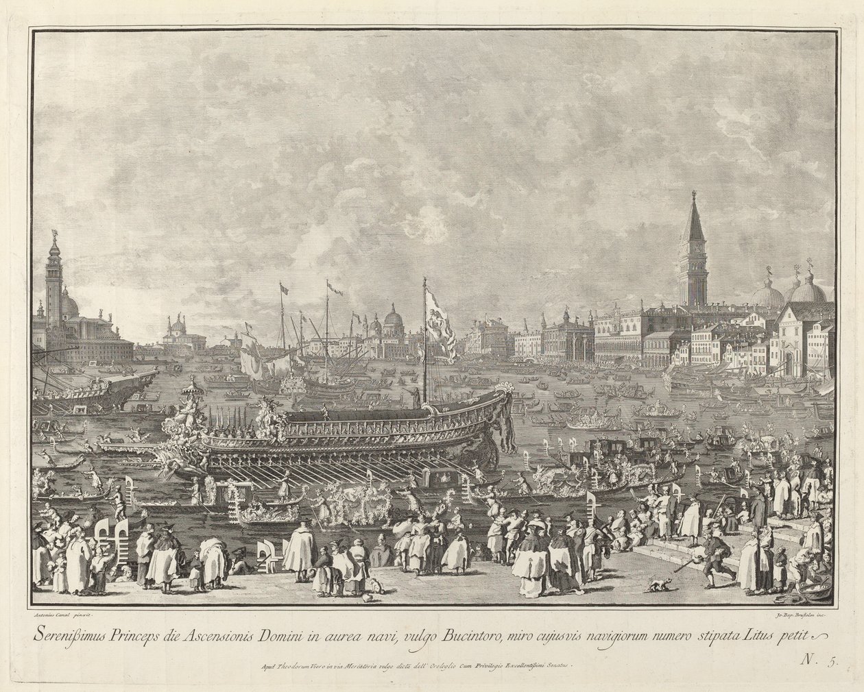 O Doge no Bucintoro Partindo para o Porto di Lido no Dia da Ascensão de Giovanni Battista Brustolon after Canaletto