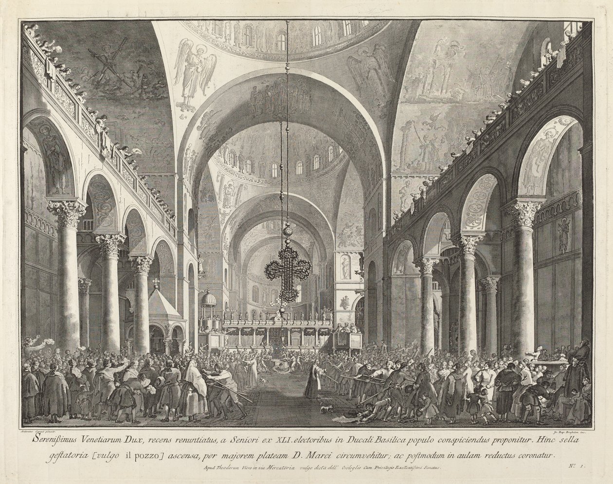 O Doge recém-eleito apresentado ao povo em San Marco de Giovanni Battista Brustolon after Canaletto