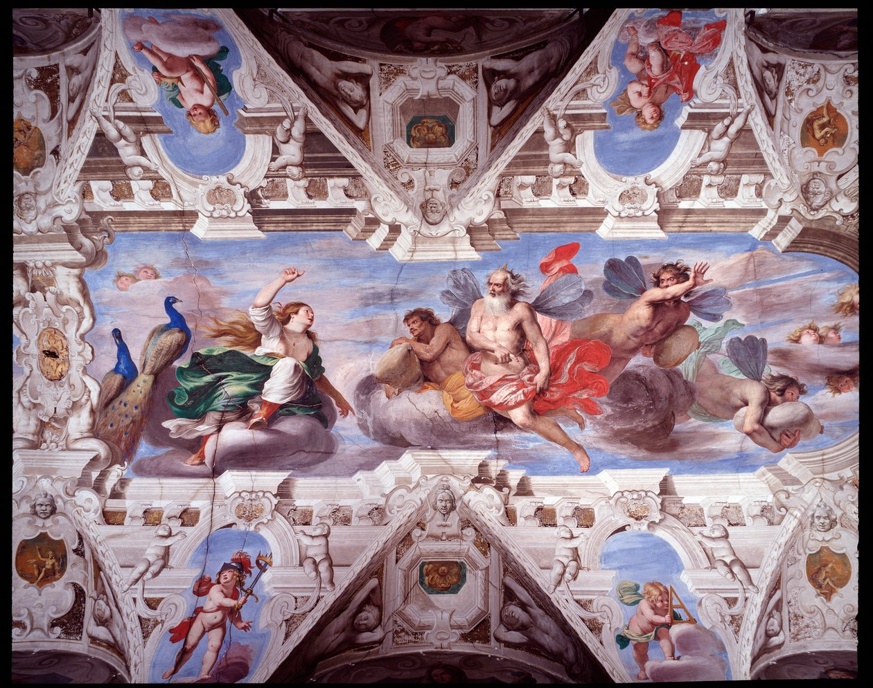 Juno pede a Aeolus para impedir a viagem de Enéas (Fresco de Giovanni Battista Carlone