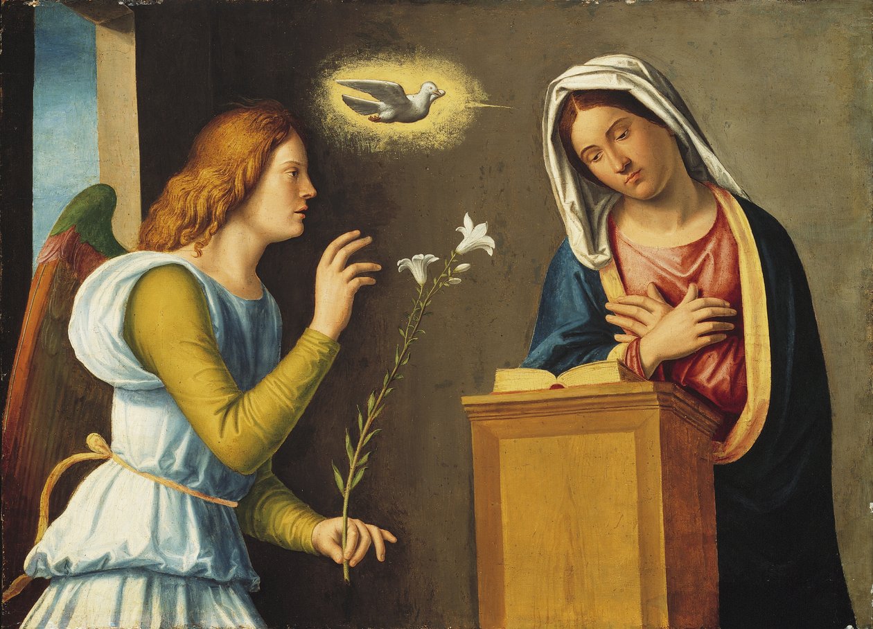 Anunciação à Virgem, 150005 (pintura em painel de madeira) de Giovanni Battista Cima da Conegliano