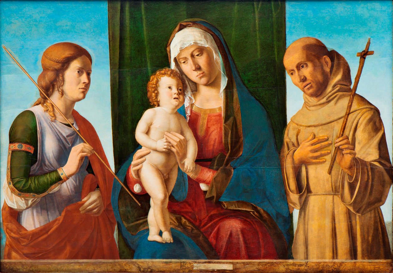 Madonna e criança entre os santos Ursula e Francisco de Assis, c. 1495 de Giovanni Battista Cima da Conegliano