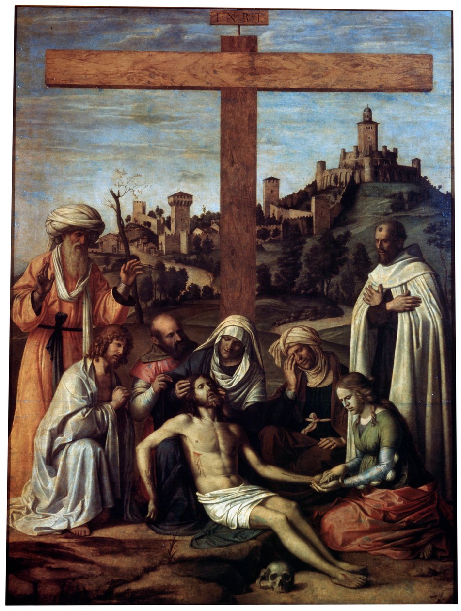 A Lamentação sobre Cristo com um Monge Carmelita, c1510. de Giovanni Battista Cima da Conegliano