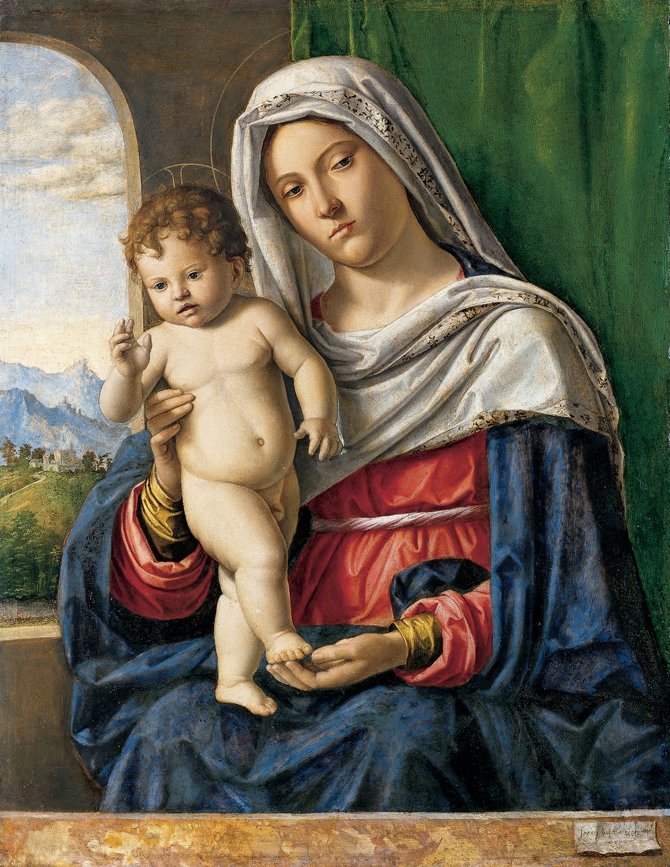 Virgem e Menino, c.1500-4 (óleo sobre choupo) de Giovanni Battista Cima da Conegliano