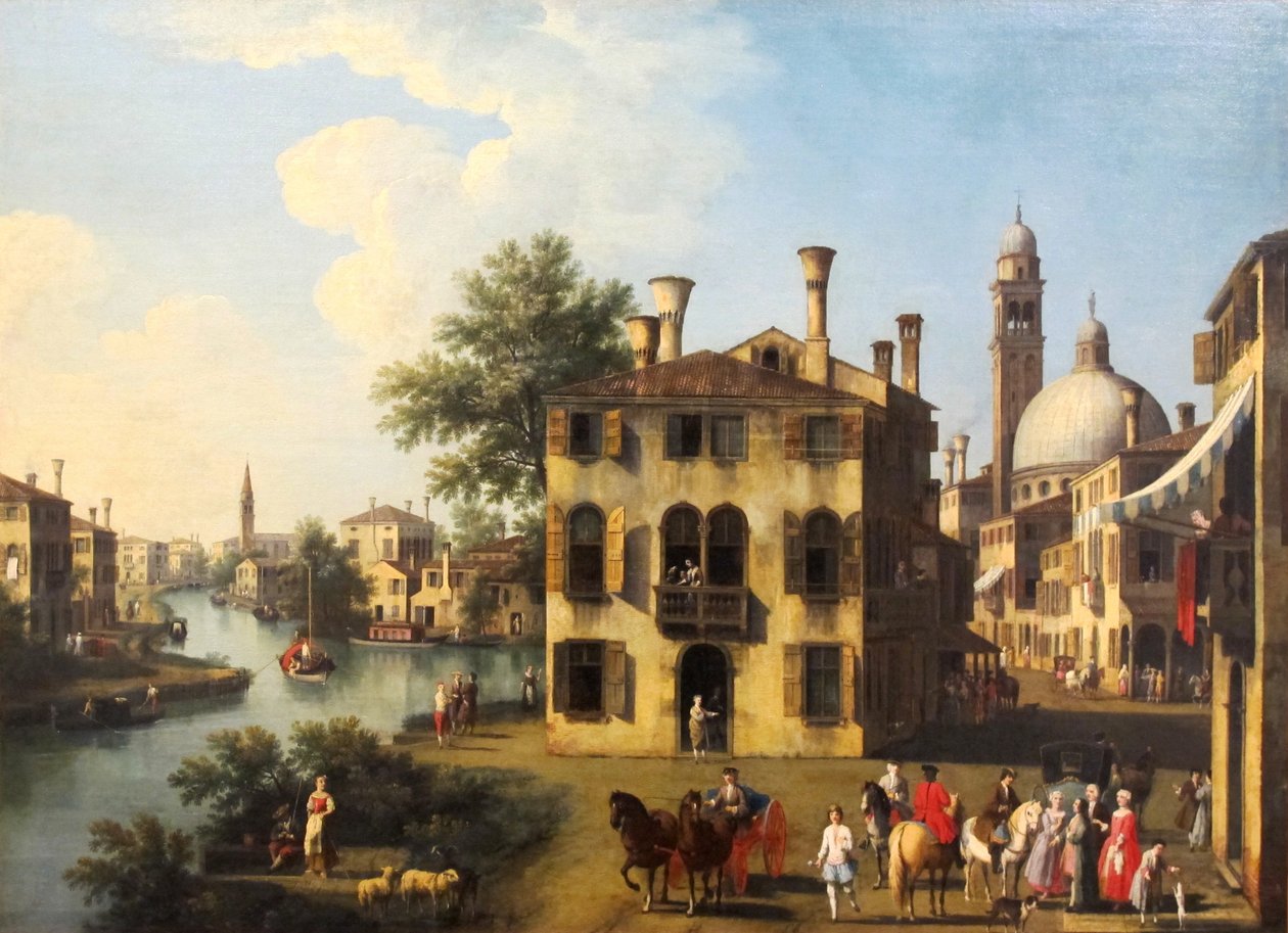 Vista do Brenta, perto de Dolo, final do século XVIII. de Giovanni Battista Cimaroli